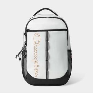 Champion Backpack White and Black Classic Logo Multiple Zippers Compartments New